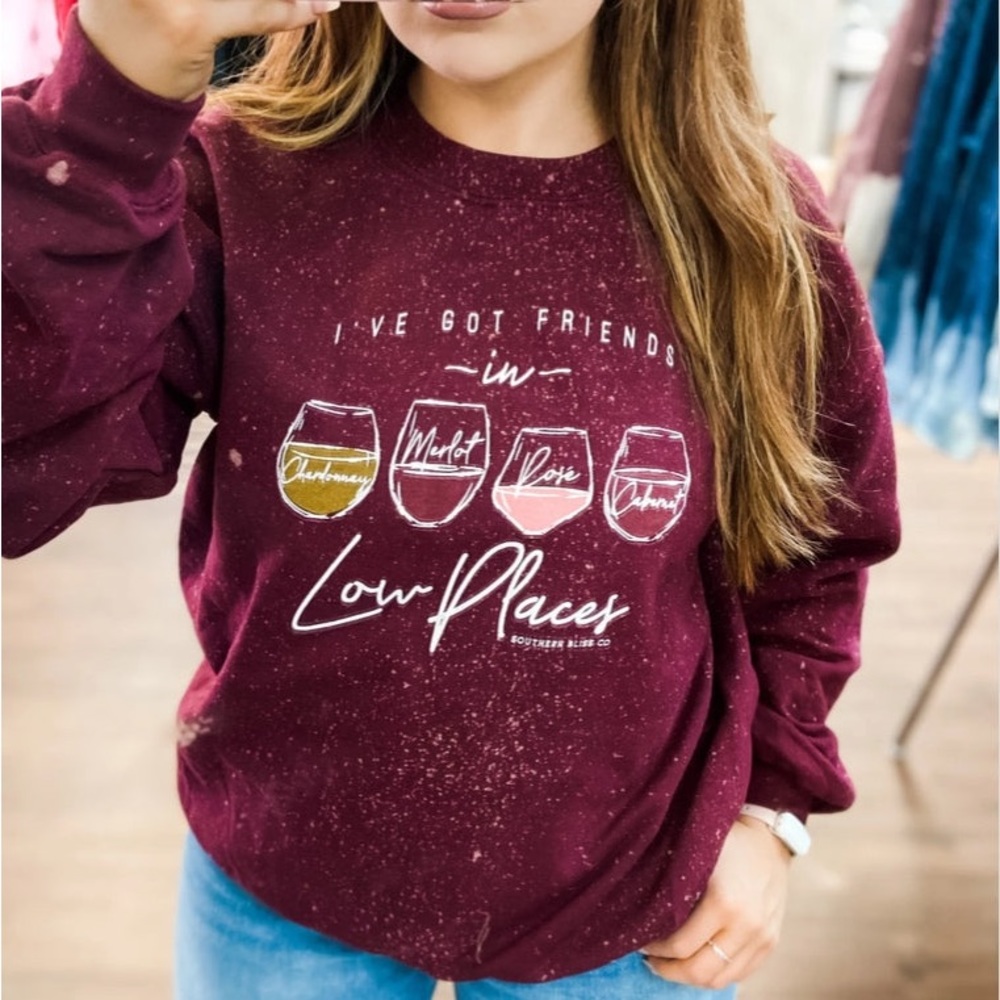 Southern Bliss Co. Friends In Low Places Wine Sweatshirt